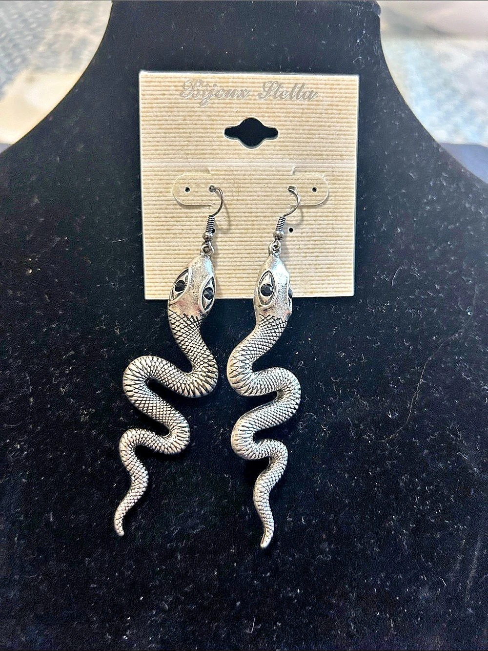 Bijoux Stella Silver Snake Drop Earrings